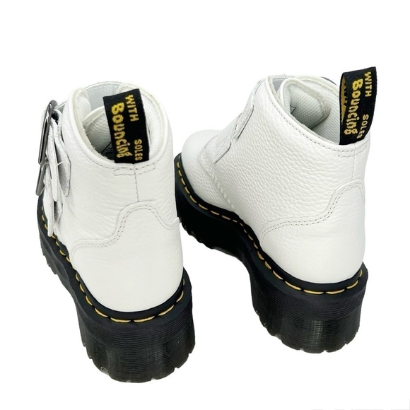 New Dr. Martens Devon Heart Platform White Leather Ankle Boots Women Size 5 Docs - Picture 4 of 11